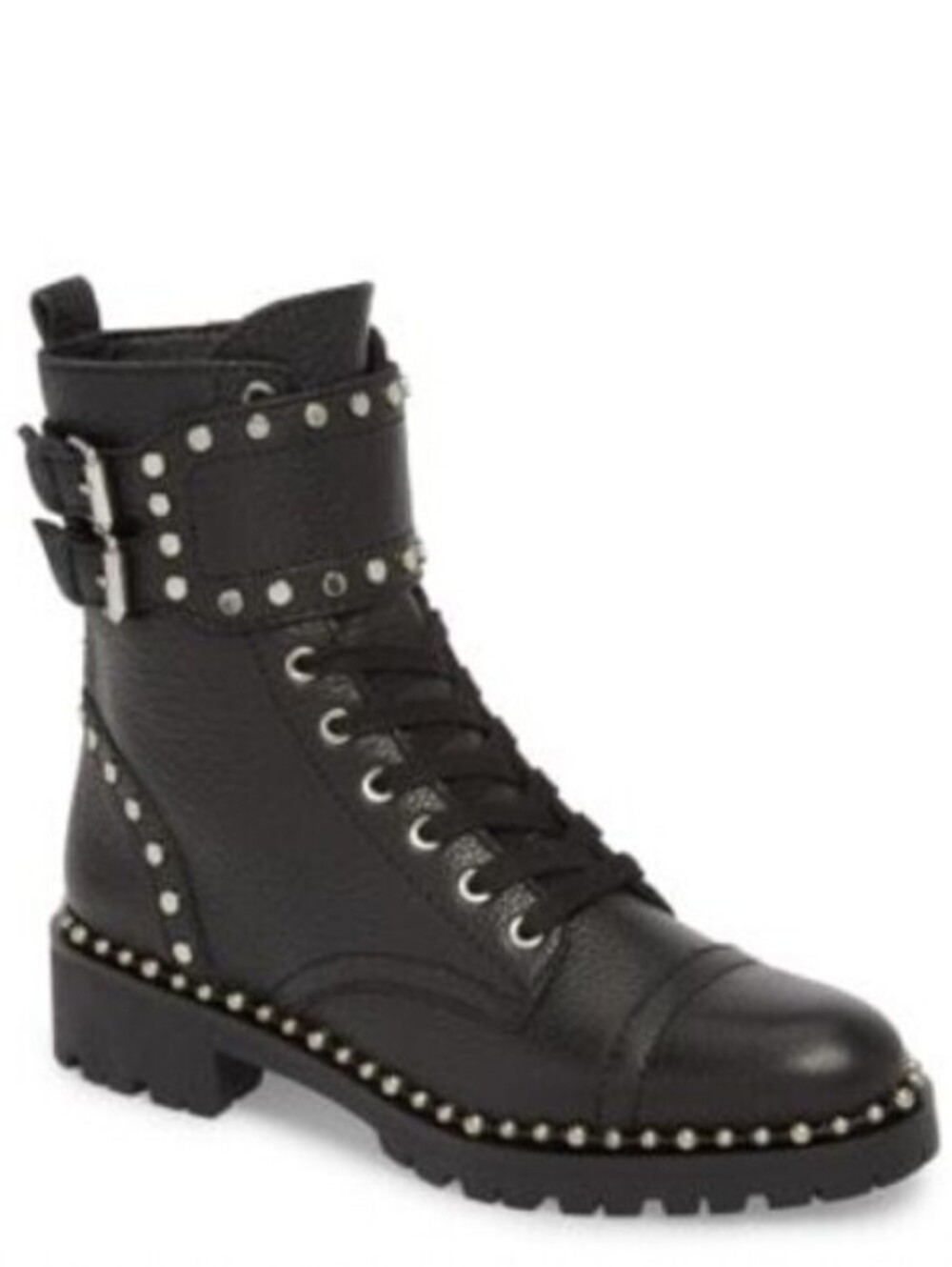 Sam Edelman Black Jennifer Silver Studded Combat Boot - Size - Women's 8
